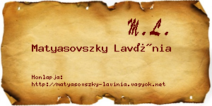 Matyasovszky Lavínia névjegykártya